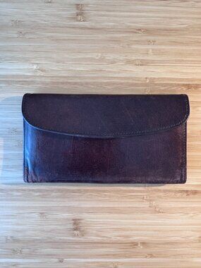 Authentic Coach Brown Leather Checkbook Wallet | Snap Closure | 4" x 7.5"